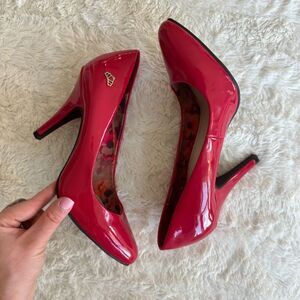 Vintage Fergalicious Red Patent Leather Pumps \ Y2K Cherry Red Pointed Toe Heels